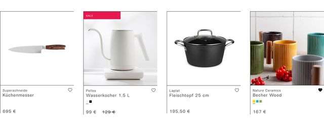 Darstellung mehrerer Produktkacheln.