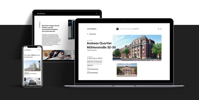 Ansicht der Website von Anteon auf dem Smartphone und Tablet