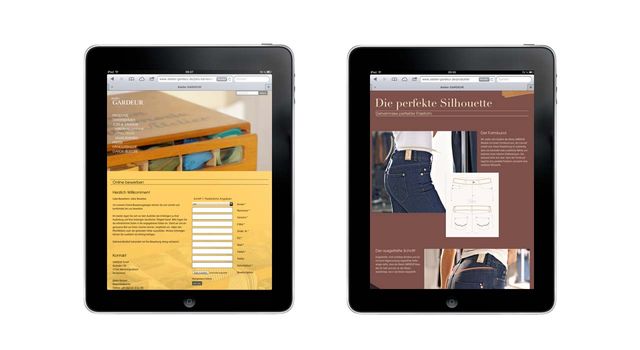 Online Bewerbungsformular dargestellt im Tablet