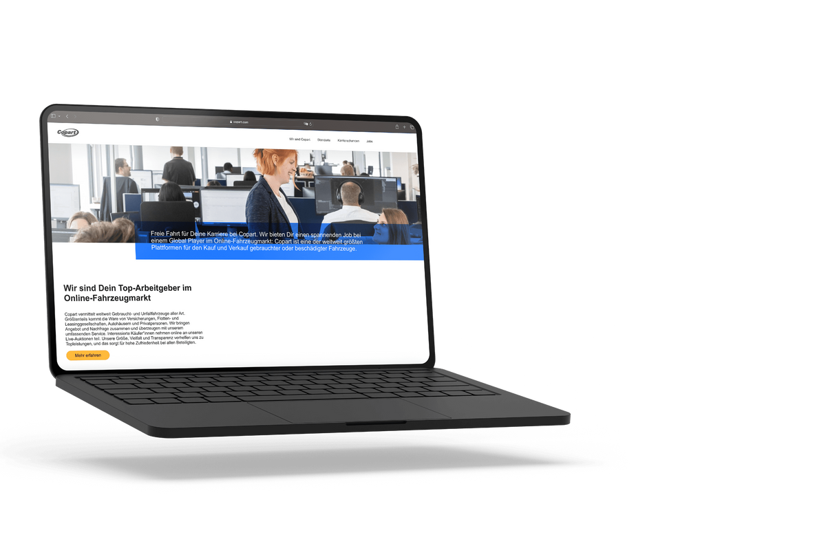 Ansicht einer Website auf einem Macbook Pro