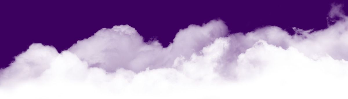Keyvisual der Wolke in Weiß auf lilanem Hintergrund