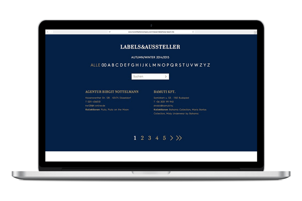 Index für alle Aussteller auf einer Messe