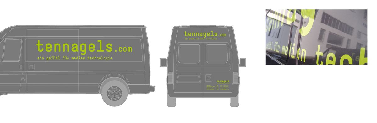 Grafik zeigt einen folierten Kleintransporter von Tennagels 