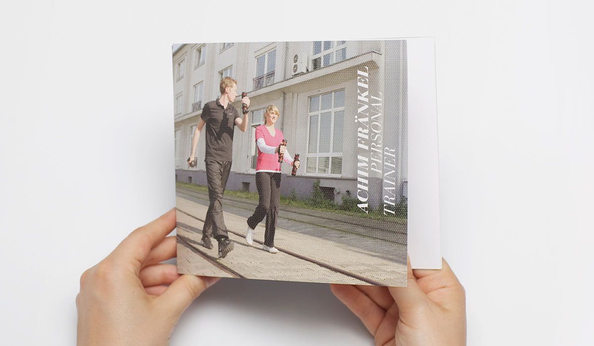 Laser Papierveredelung der Imagebroschüre für Achim Fränkel Fitnesscoach