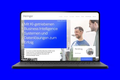 Website von Heringer mit Fokus auf KI-gestützte Business-Intelligence-Systeme und Datenlösungen für Unternehmen.