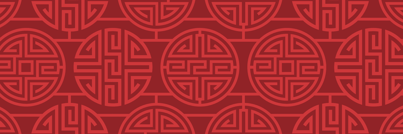 Kreisförmige chinesische Muster auf rotem Hintergrund