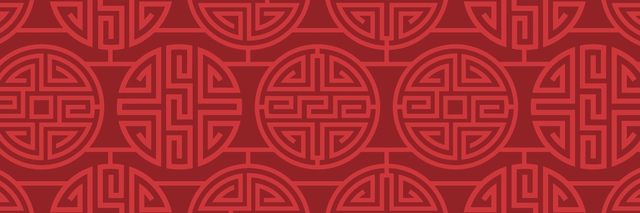 Kreisförmige chinesische Muster auf rotem Hintergrund