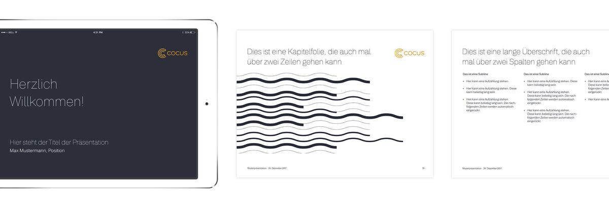 Ansicht der Vorlagen eines Powerpointmasters der Cocus 