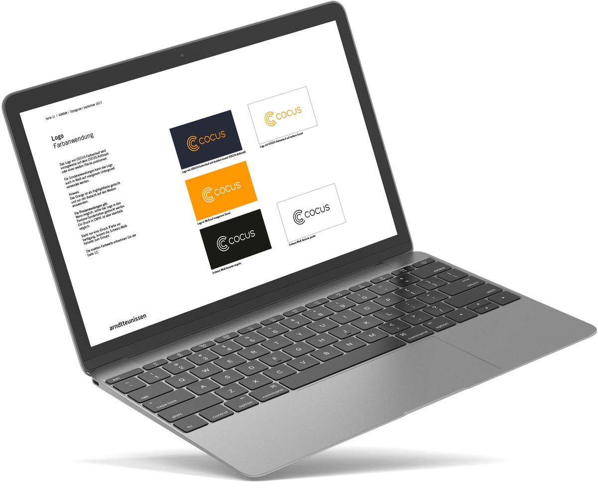 Laptop mit Ansicht des Styleguides der Cocus AG