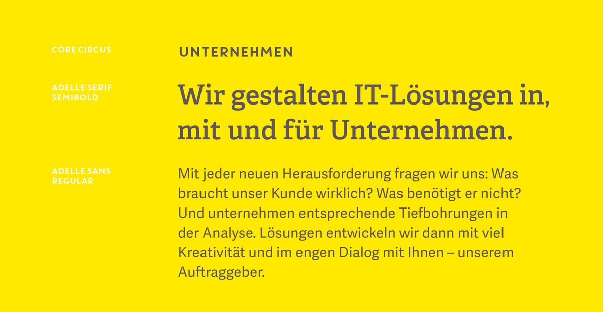 Auf gelbem Untergrund wird die Hausschrift von Cologne Intelligence dargestellt