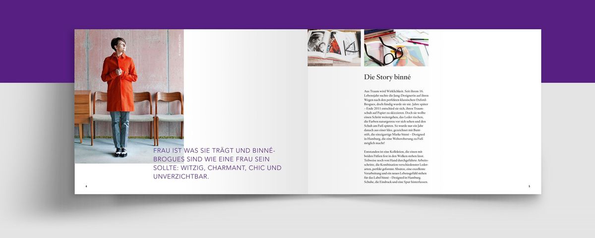 Die Broschüre von Binné vor einem grau-violetten Hintergrund