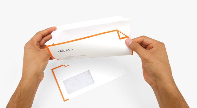Exemplarischer Briefbogen und Umschlag für das Start Up Cadosys