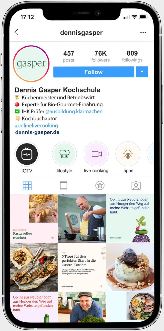 Ansicht des Instagram-Profils von Dennis Gasper.