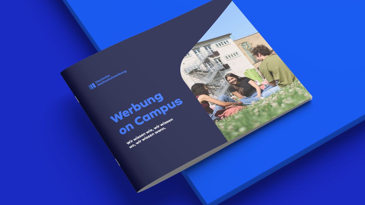 Die Broschüre zeigt das Leistungsangebot der Deutschen Hochschulwerbung.