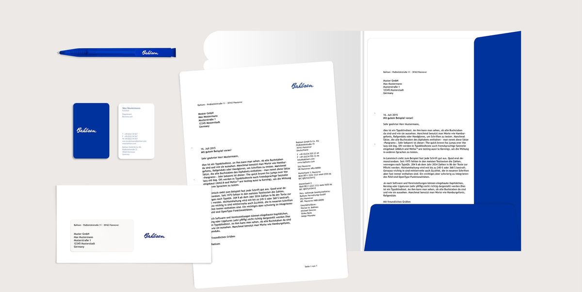 Ansicht verschiedener Geschäftsmedien im Corporate Design für Bahlsen