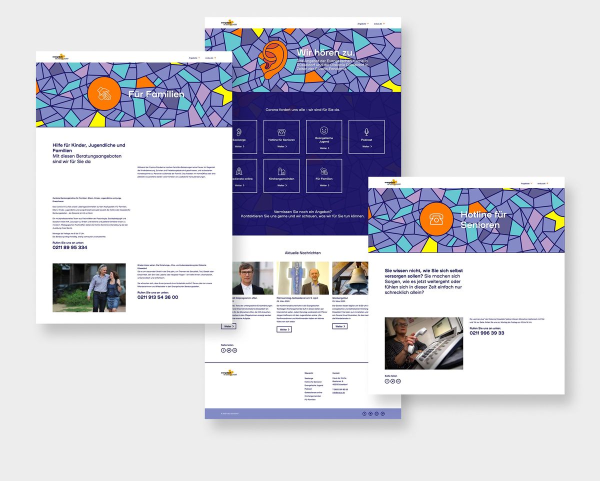 Übersicht der Landingpages zur Kampagne