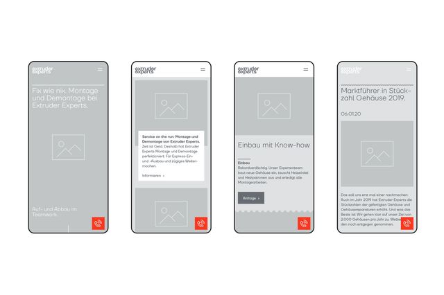 Wireframes der mobilen Website