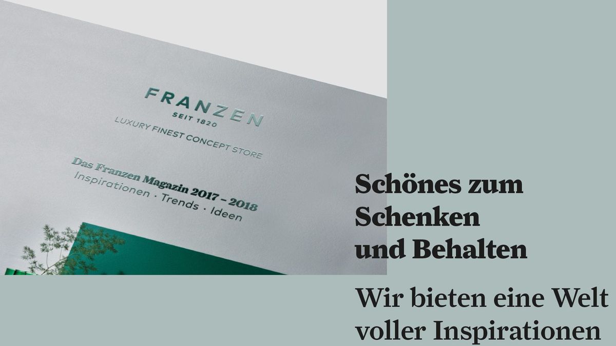 Nahaufnahme der Titelseite des Franzen Magalogs 2017 mit Spotlackveredelung