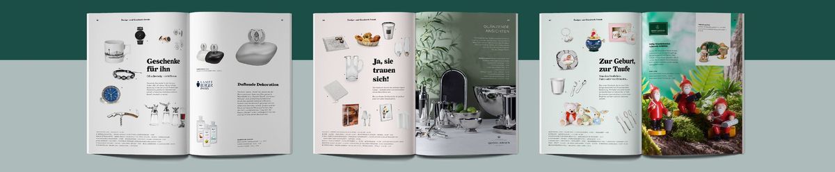 Aufgeklappte Doppelseiten des Franzen Magalalogs mit Geschenkideen