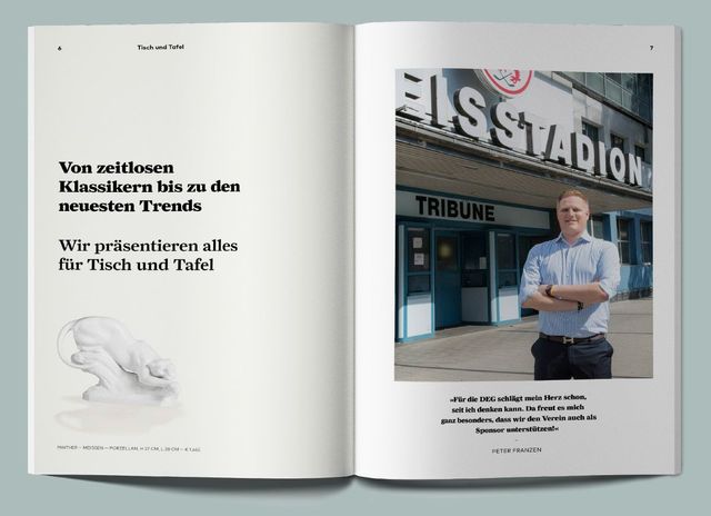 Aufgeklappte Doppelseite des Franzen Magalogs mit Portraitbildern