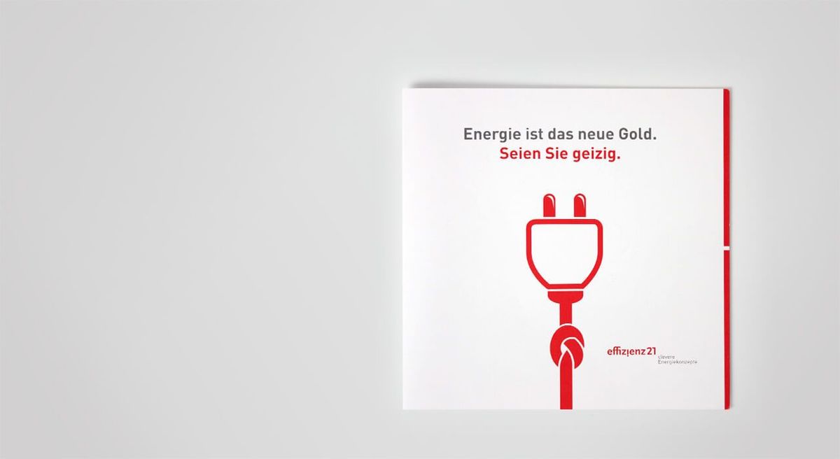 Cover der Imagebroschüre ausgestattet mit der Wortmarke einem Slogan und einer Grafik