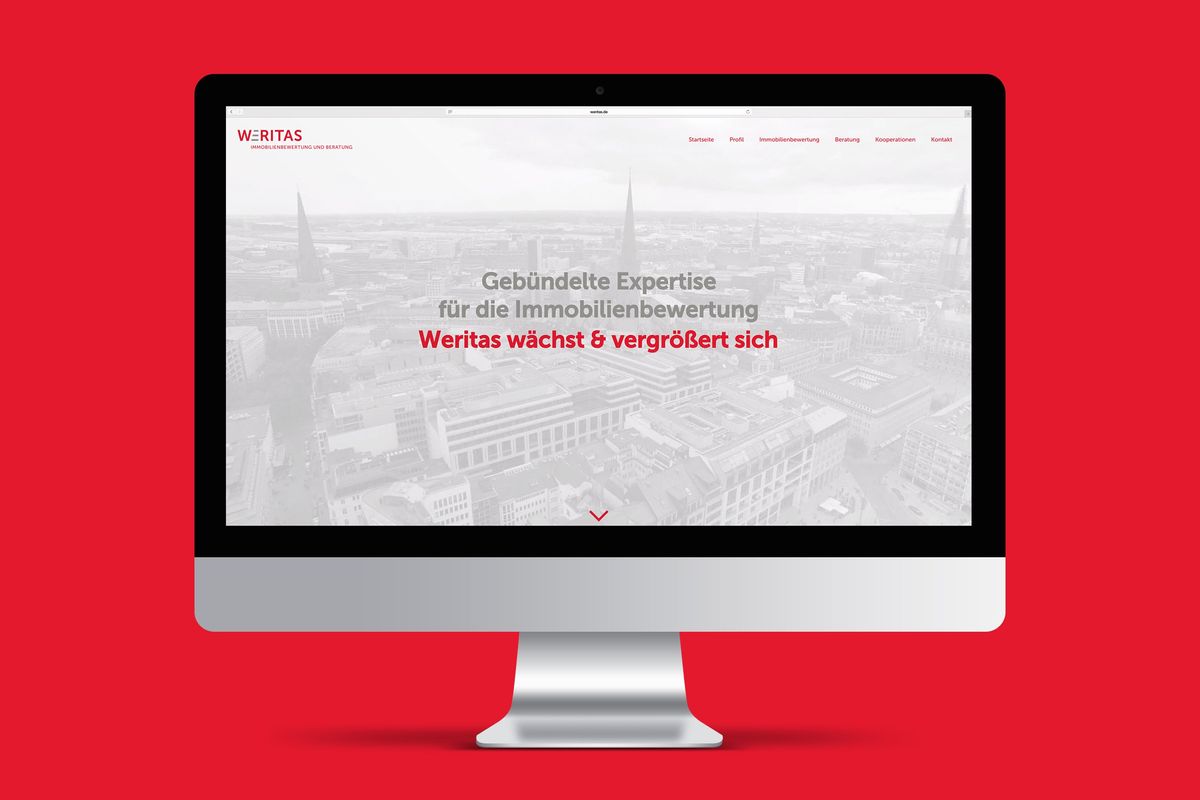 Die responsive Weritas Website auf einem iMac