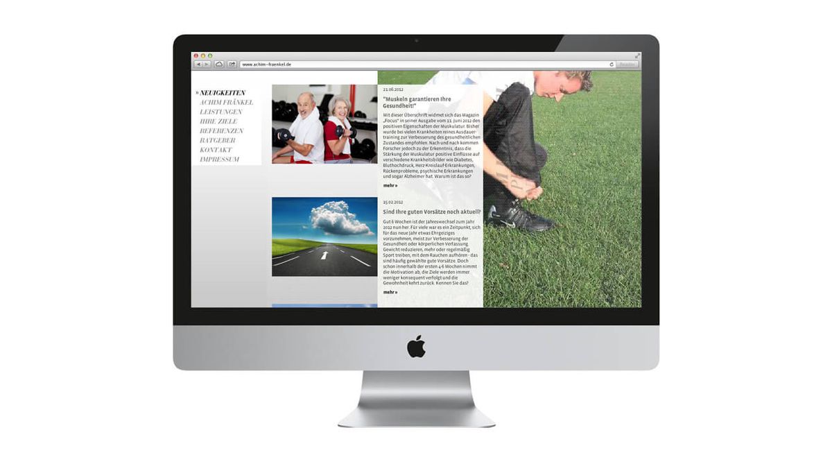 Screendesign in der Desktopansicht 