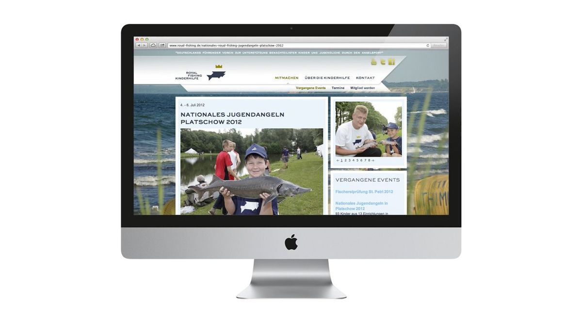 Darstellung der Website der Royal Fishing Kinderhilfe auf einem iMac