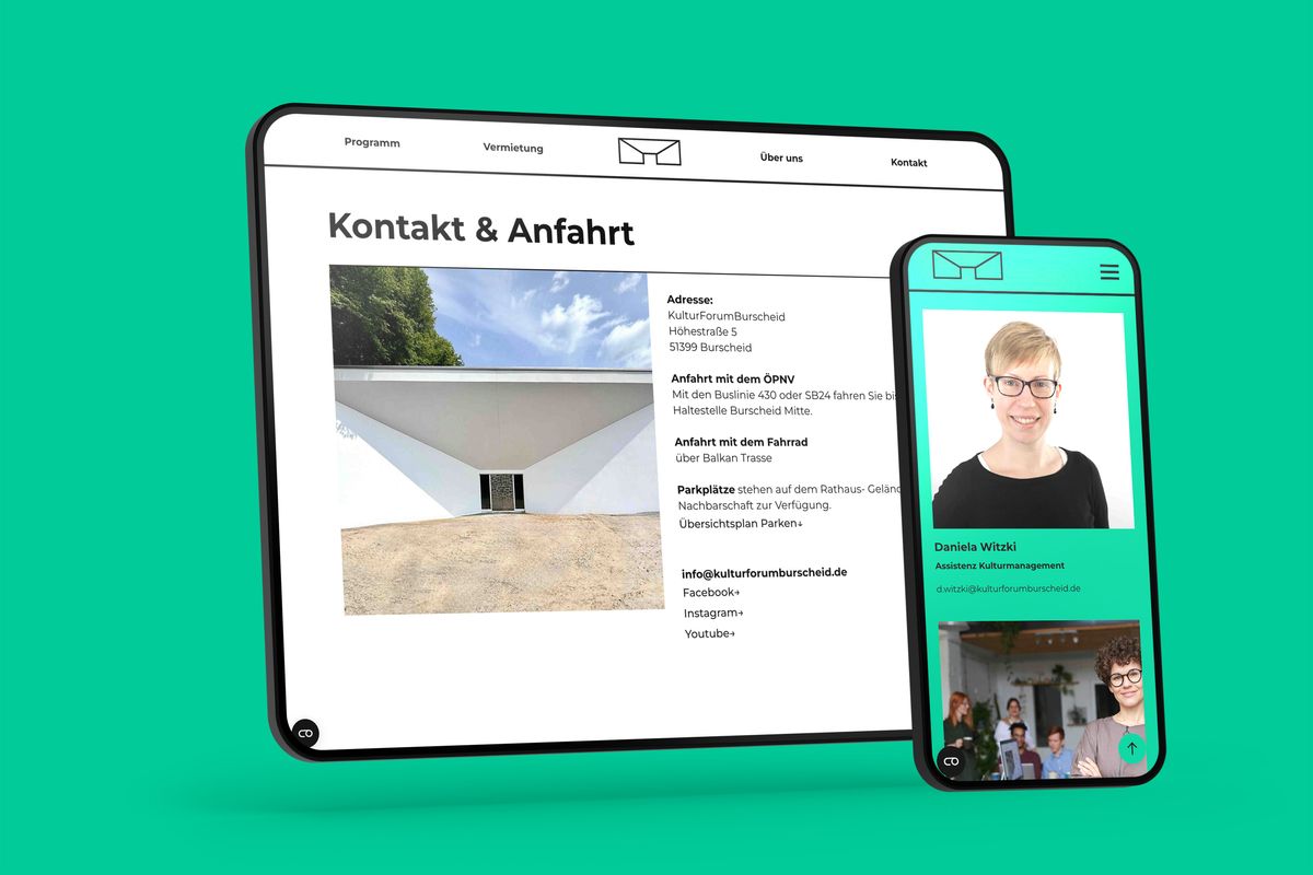 Webdesign Kulturforum Burscheid – Kontakt und Teamseite