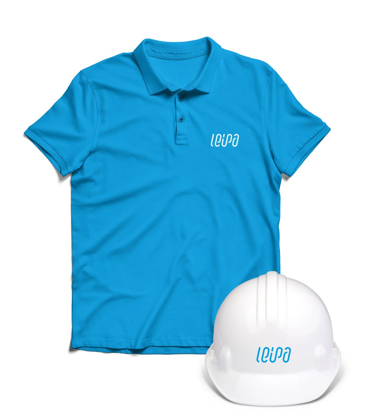 Polohemd und Helm mit Leipa Aufdruck
