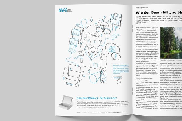Einseitige Anzeige mit Illustration