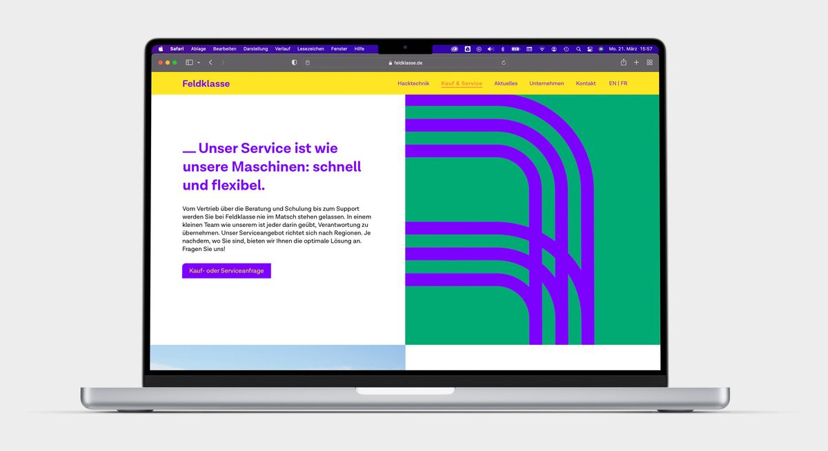 Darstellung der Website auf einem Macbook.