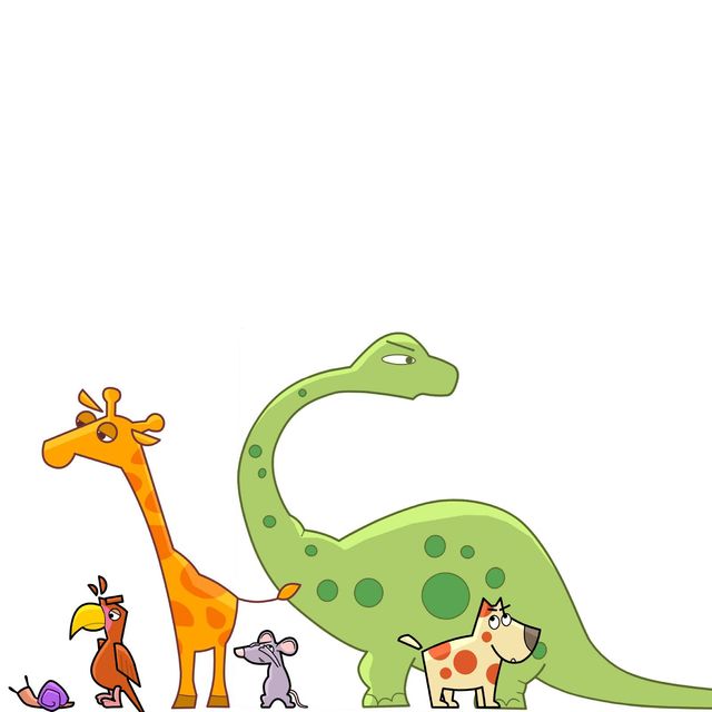 Verschiedene Illustrationen von Tierfiguren werden nebeneinander gezeigt