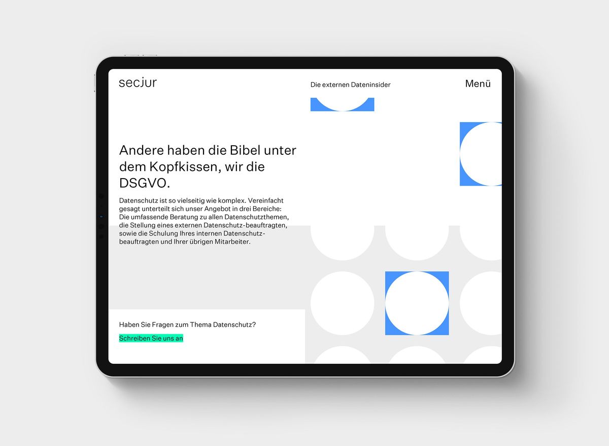 secjur Webseite auf dem ipad