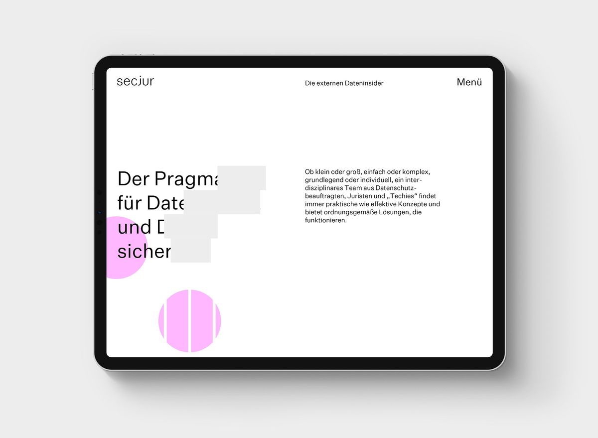 secjur Webseite auf dem ipad