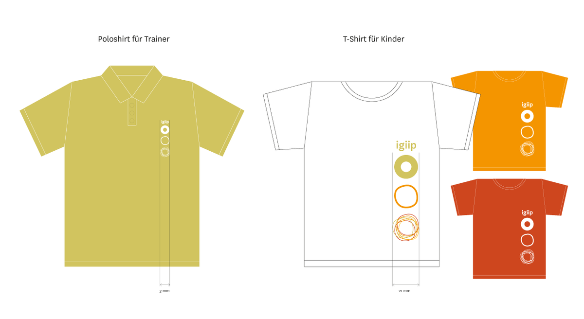 Darstellung von Corporate Clothing für igiip (T-Shirts werden in den Hausfarben gestaltet)