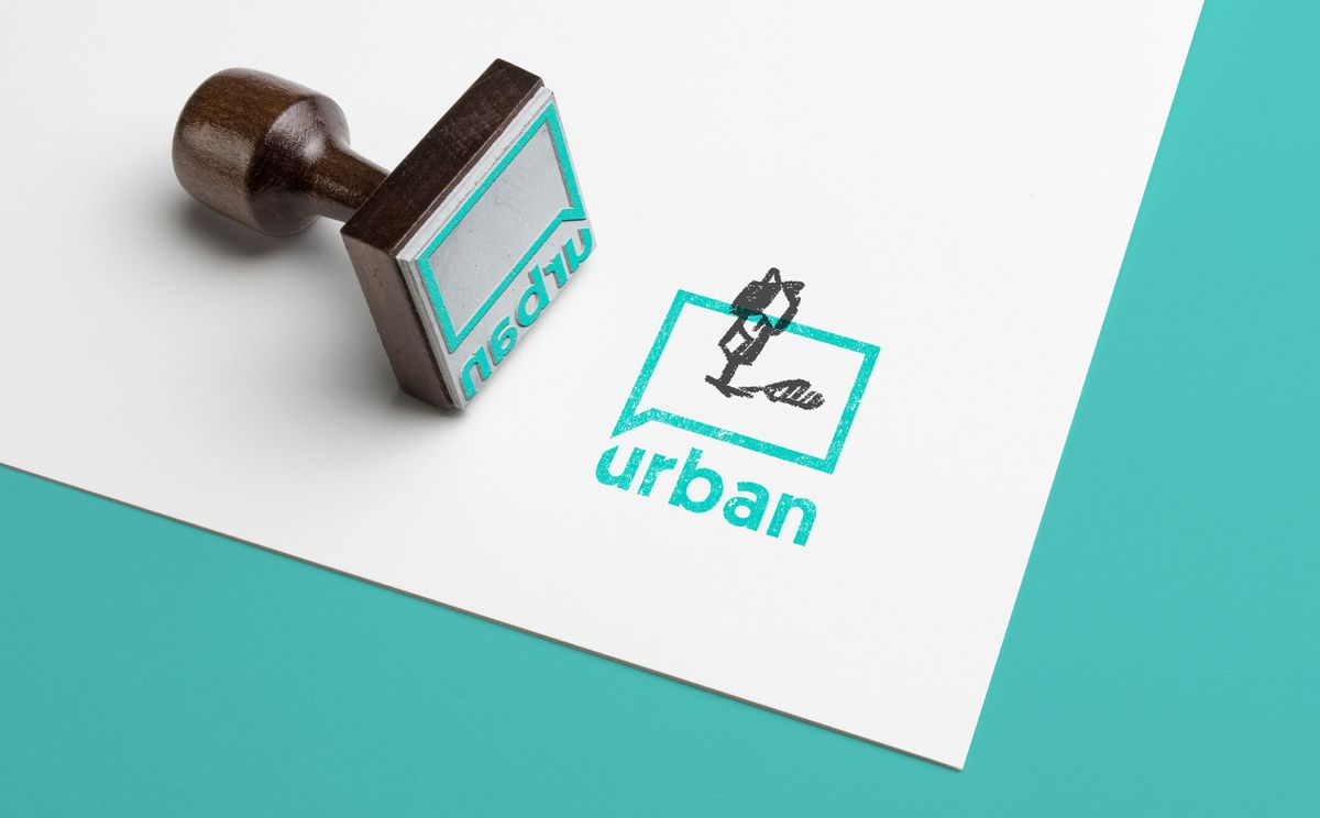 Stempel von urban innovationsberatung mit einer kleine Zeichnung im inneren