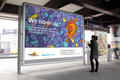 Mit einer Ad-hoc Kampagne möchte die Evangelische Kirche in Düsseldorf ihre Hilfsangebote während der Covid-19 Pandemie stärker nach außen kommunizieren.
