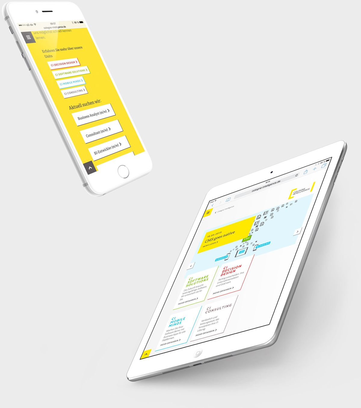 Mock-Up der neuen Website auf Smartphone und Tablet