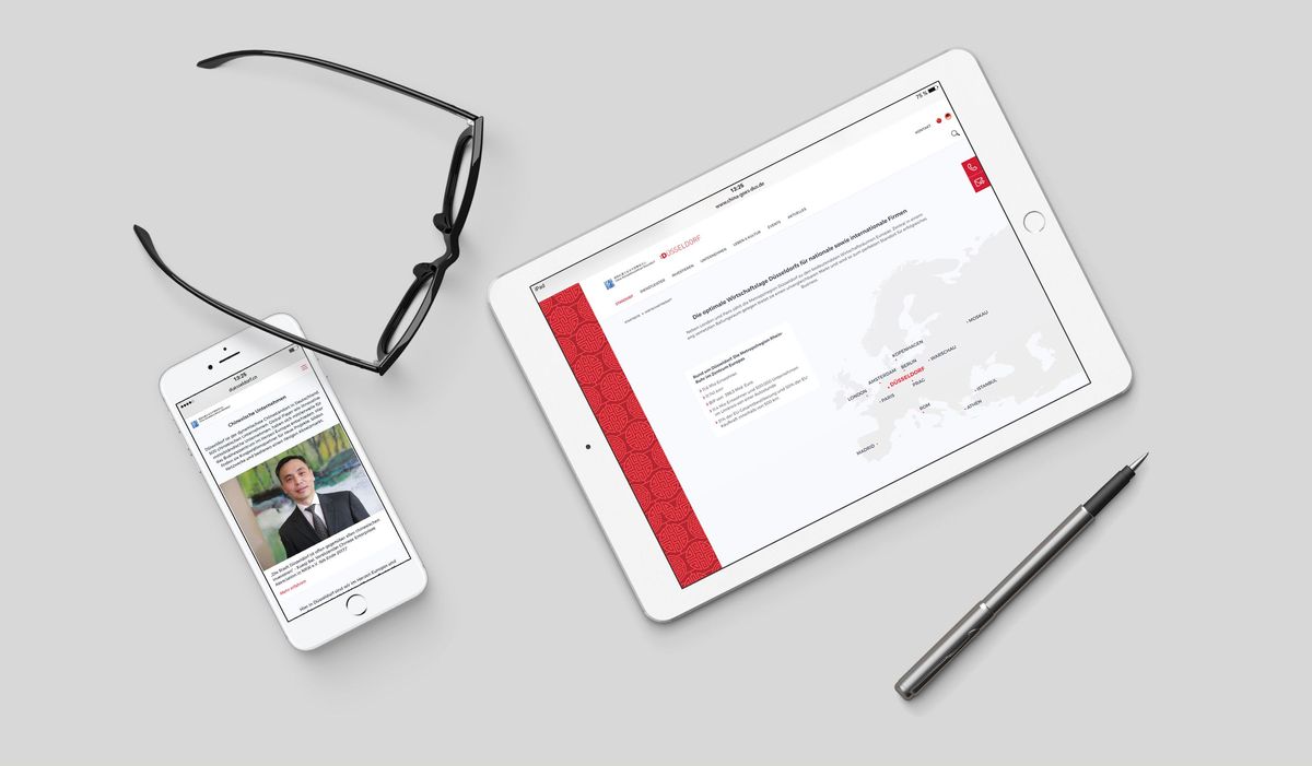 Tablet und Smartphone Ansicht der Website für das China-Kompetenzzentrum