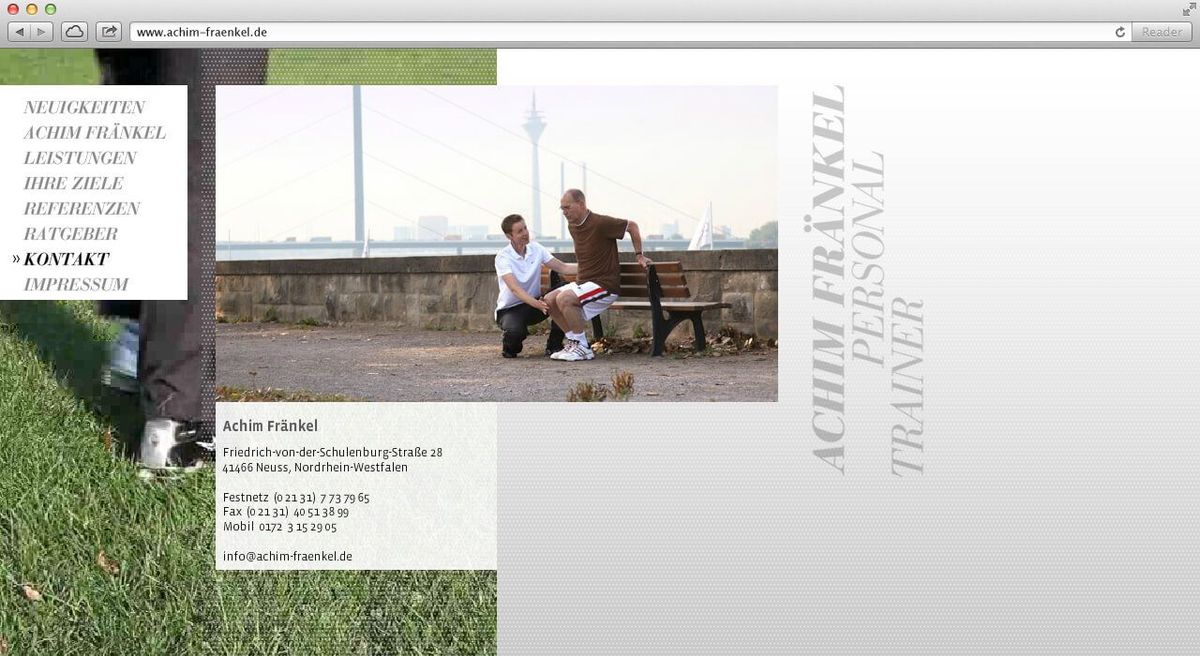 Webdesign Frontend Layout für Achim Fränkel