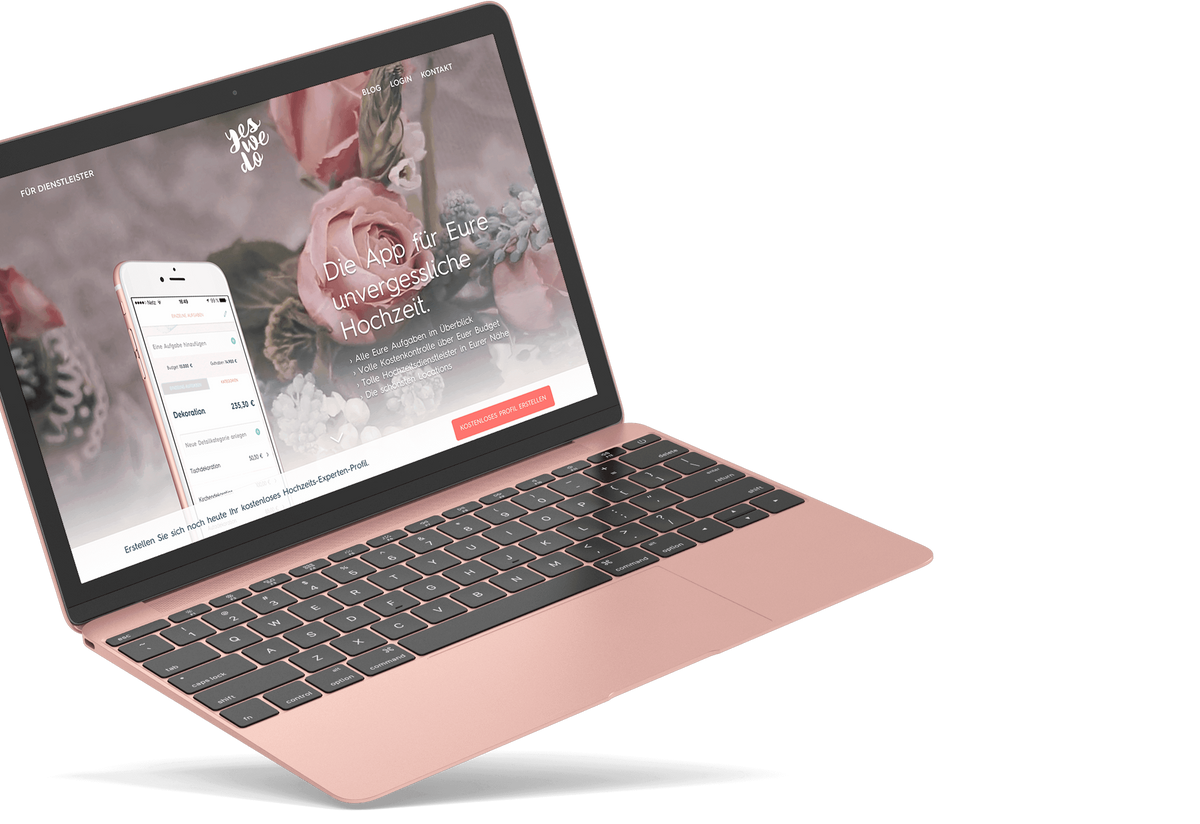 Laptop mit Startscreen der Website